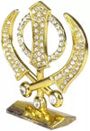 Metal Sikh/Punjabi Khanda Sahib Idol for Gifting, Home/Office And Car Dashboard Decorative Showpiece - 6 cm  (Metal, Gold)