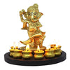 "Handmade Lord Ganesh idol made of wood, beautifully crafted with intricate details. Ideal for altars and car dashboards, symbolizing prosperity."