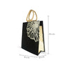 Jute Reusable Shopping Bag Zipper Grocery Bag With Handle - Black