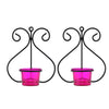 Set of 1 Wall Hanging Tealight Candle Holder Metal Wall Sconce with Glass Cups - Heart Pink