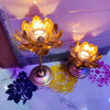 Lotus Golden Tealight Holder Stylishly Shaped Lotus Candle Stand Metal Beautiful Design Home Decoration - Set of 3 Not Include Glass