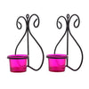 Set of 1 Wall Hanging Tealight Candle Holder Metal Wall Sconce with Glass Cups - Heart Pink