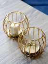 Tealight Candle Holder for Decoration Pack of 2 - Metal, Golden