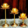 Lotus Golden Tealight Holder Stylishly Shaped Lotus Candle Stand Metal Beautiful Design Home Decoration - Set of 3 Not Include Glass