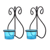 Set of 1 Wall Hanging Tealight Candle Holder Metal Wall Sconce with Glass Cups - Heart Skyblue