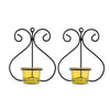 Set of 1 Wall Hanging Tealight Candle Holder Metal Wall Sconce with Glass Cups - Heart Yellow