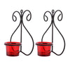 Decor Set of 1 Wall Hanging Tealight Candle Holder Metal Wall Sconce with Glass Cups - Heart Red