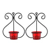 Decor Set of 1 Wall Hanging Tealight Candle Holder Metal Wall Sconce with Glass Cups - Heart Red