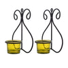 Set of 1 Wall Hanging Tealight Candle Holder Metal Wall Sconce with Glass Cups - Heart Yellow