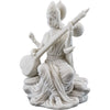 Small Saraswati Playing Sitar-Height-3 Inches-Marble White