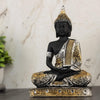 Polyresin Sitting Buddha Idol Statue | Home Decor Showpiece | Decoration & Gift - Silver  Black