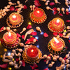 Set of 6 Metal Brass Diyas Decorated with Bangle and Beads for Diwali - Tealight Candle Holder