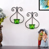 Decor Set of 1 Wall Hanging Tealight Candle Holder Metal Wall Sconce with Glass Cups