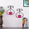 Set of 1 Wall Hanging Tealight Candle Holder Metal Wall Sconce with Glass Cups - Heart Pink