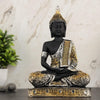 Polyresin Sitting Buddha Idol Statue | Home Decor Showpiece | Decoration & Gift - Silver  Black