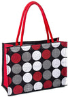 Printed Jute Fashionable Grocery Bag, Shoulder Bag - Black