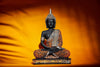 Polyresin Sitting Buddha Idol Statue | Home Decor Showpiece | Decoration & Gift - Orange