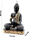 Polyresin Sitting Buddha Idol Statue | Home Decor Showpiece | Decoration & Gift - Silver