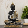 Polyresin Sitting Buddha Idol Statue | Home Decor Showpiece | Decoration & Gift - Silver  Black