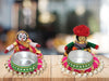 Recycled Martial Rajasthani Dolls Tealight Candle Holder, Multicolor - 2 Pair