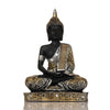 Polyresin Sitting Buddha Idol Statue | Home Decor Showpiece | Decoration & Gift - Silver  Black