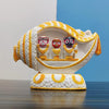 Lord Jagannath, Balaram, Subhadra Wooden Idol In White Shankh for Home Decor & Car Dashboard