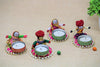 Recycled Martial Rajasthani Dolls Tealight Candle Holder, Multicolor - 2 Pair