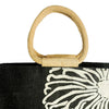 Jute Reusable Shopping Bag Zipper Grocery Bag With Handle - Black