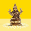 Goddess Lakshmi Idol 100% Pure Brass | Lakshmi Sitting on a Lotus for Desk, Car, and Home Dcor