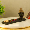 Lord Buddha Head Showpiece Tealight Candle Holder with Tray Set for Home Decor Mandir Temple Pooja Room