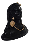 Handmade Adiyogi Shiva resin idol with a black granite finish, representing strength and devotion, ideal for home or office decor.