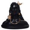 Handmade Adiyogi Shiva resin idol with a black granite finish, representing strength and devotion, ideal for home or office decor.