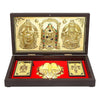 Gold-plated Tirupati Balaji Padmavati Lakshmi temple with Charan Paduka pocket, showcasing intricate details, ideal for home décor and gifting.