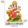 Handmade Durga Maa Sitting on Lion Statue in resin, ideal for temple, home decor, and spiritual practices, showcasing intricate details and vibrant colors.