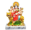 Handmade Durga Maa Sitting on Lion Statue in resin, ideal for temple, home decor, and spiritual practices, showcasing intricate details and vibrant colors.