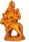 Handmade Goddess Durga idol made of earthenware, featuring golden highlights, ideal for puja rooms, home decor, and as a thoughtful gift.