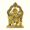 Metal Durga Murti with golden finish, intricately crafted, symbolizing divine protection and grace, ideal for home or temple decor