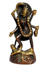 Handmade brass statue of Goddess Kali, embodying fierce power and compassion, ideal for altar decoration and spiritual practices.