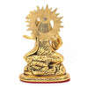 Handmade brass idol of Goddess Saraswati, symbolizing wisdom and creativity, ideal for home decor or altar decoration.