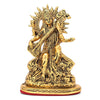 Handmade brass idol of Goddess Saraswati, symbolizing wisdom and creativity, ideal for home decor or altar decoration.