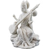 Hand-painted Goddess Saraswati idol made of resin, depicting the goddess playing the sitar, ideal for home decor or altars.