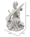 Hand-painted Goddess Saraswati idol made of resin, depicting the goddess playing the sitar, ideal for home decor or altars.