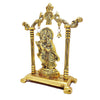 Gold-plated Radha Krishna metal statue, intricately designed, ideal for enhancing your puja room or as a beautiful decorative piece.