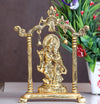 Gold-plated Radha Krishna metal statue, intricately designed, ideal for enhancing your puja room or as a beautiful decorative piece.