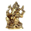 Handcrafted brass Lord Ganesha idol, intricately detailed, symbolizing prosperity and success, ideal for home decor, office, or altar