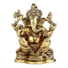 Handcrafted brass Lord Ganesha idol, intricately detailed, symbolizing prosperity and success, ideal for home decor, office, or altar