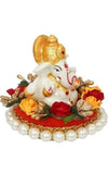 Handcrafted Ganesha idol made of durable polyresin, measuring 10 cm x 10 cm x 10 cm and weighing 400 grams, symbolizing wisdom and prosperity