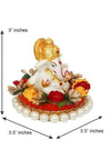 Handcrafted Ganesha idol made of durable polyresin, measuring 10 cm x 10 cm x 10 cm and weighing 400 grams, symbolizing wisdom and prosperity