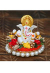 Handcrafted Ganesha idol made of durable polyresin, measuring 9 cm x 8 cm x 5 cm and weighing 300 grams, symbolizing wisdom and prosperity