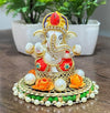 Handcrafted Ganesha idol made of durable resin, measuring 8 cm x 8 cm x 8 cm and weighing 300 grams, symbolizing wisdom and prosperity